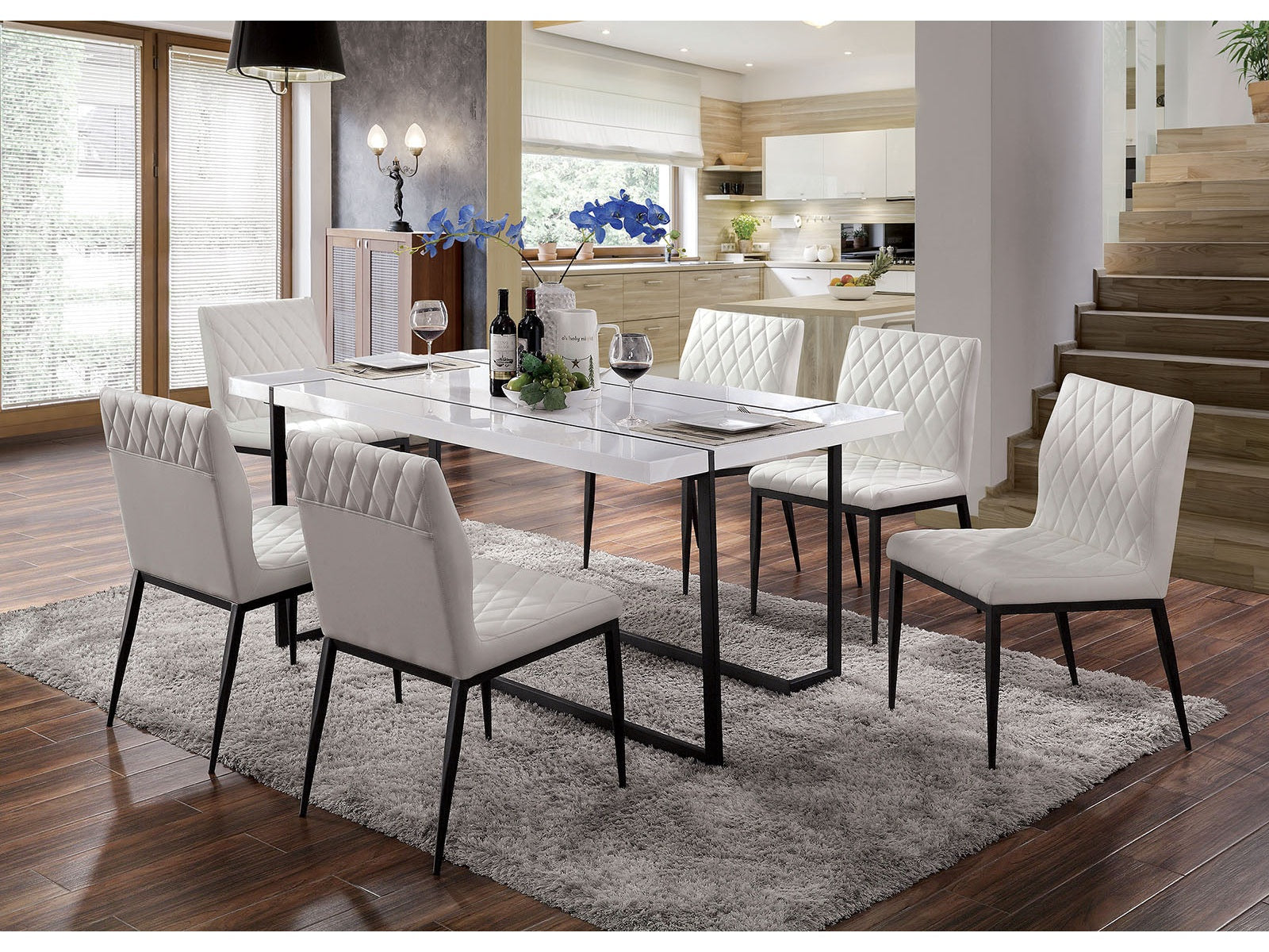 Alisha White/Black 7 Pc. Dining Set