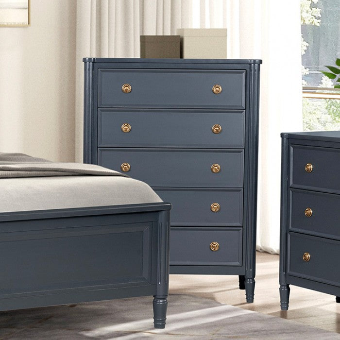 Altamira Malta Blue Queen 5 Piece Bedroom Set w/Chest