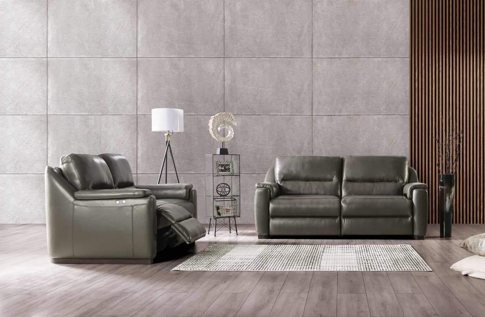 Altamura Gray Real Italian Leather Power Loveseat