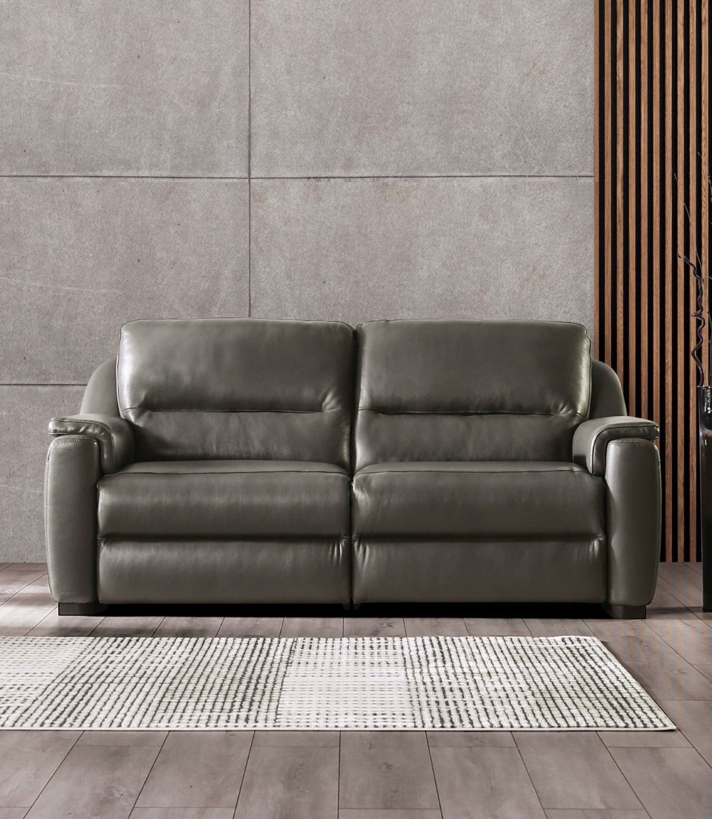Altamura Gray Real Italian Leather Power Reclining Sofa & Loveseat