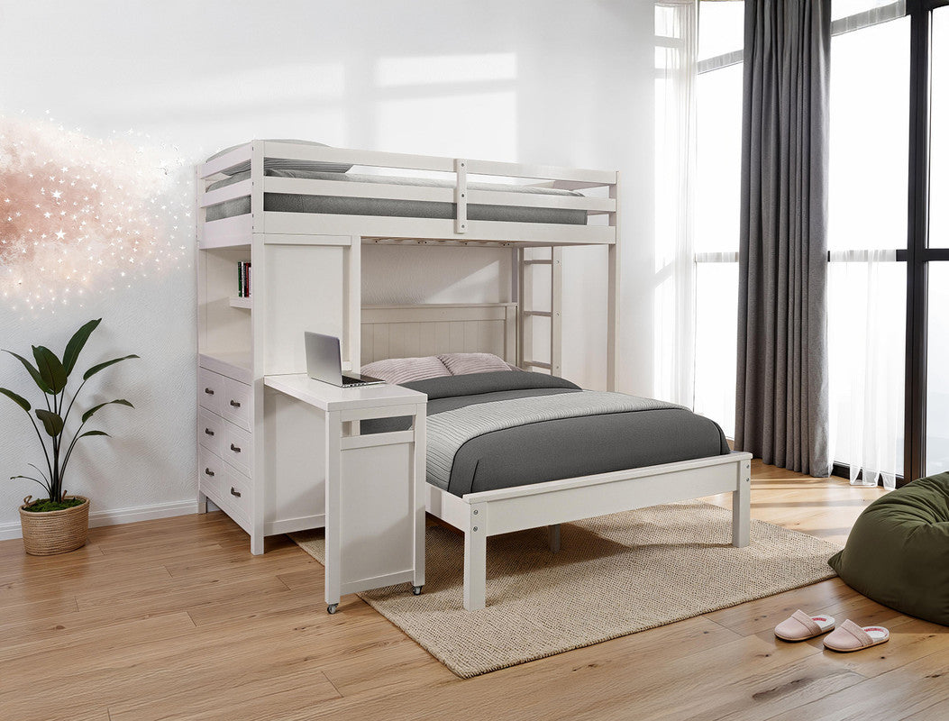Aludra White Loft Bed (Full Bed Not Included)