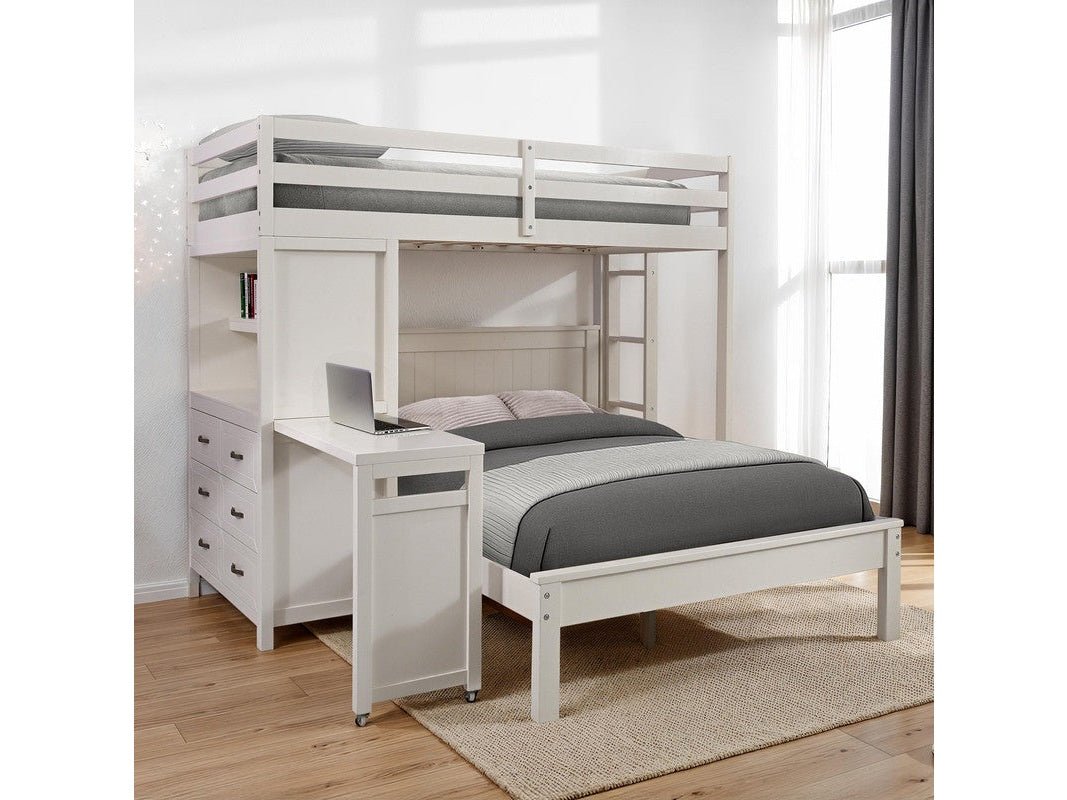Aludra White Loft Bed w/ Full Bed