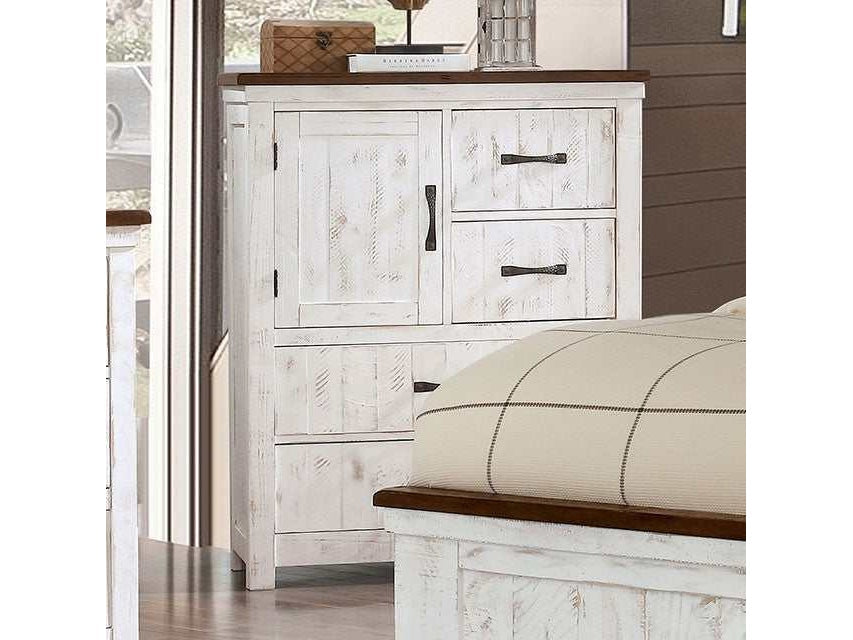 Alyson Distressed White/Walnut Chest