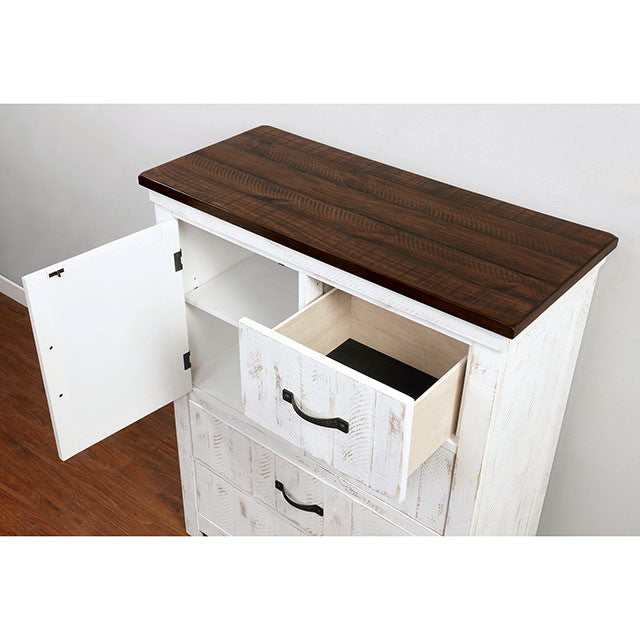 Alyson Distressed White/Walnut Chest