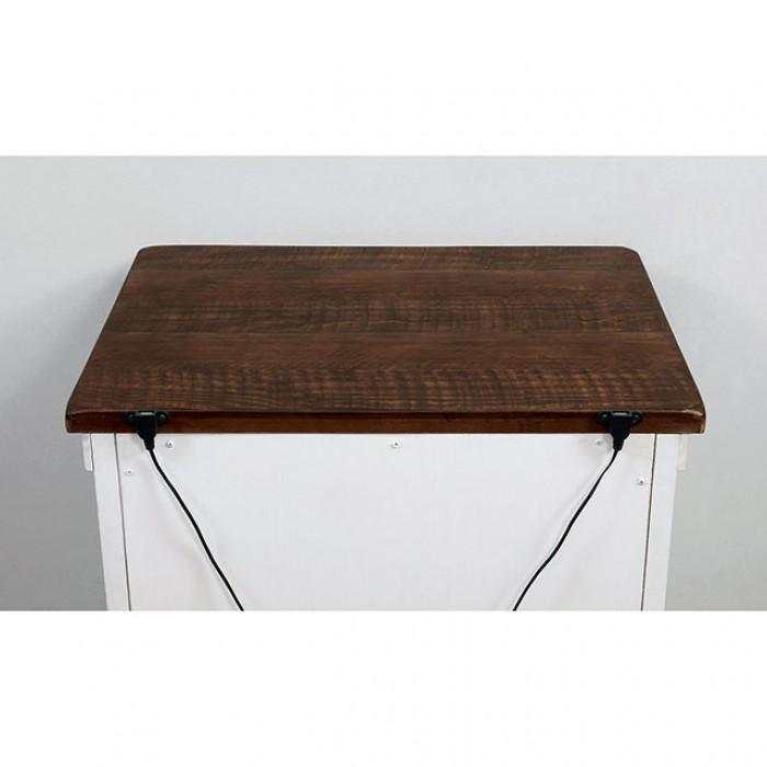Alyson White & Walnut Nightstand w/ USB Plug