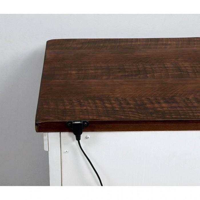 Alyson White & Walnut Nightstand w/ USB Plug
