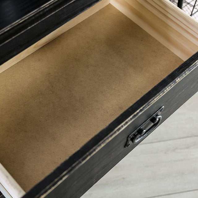 Ampelios Wire-Brushed Black Nightstand