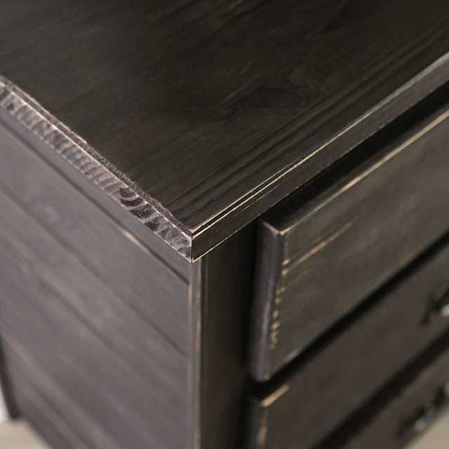 Ampelios Wire-Brushed Black Nightstand