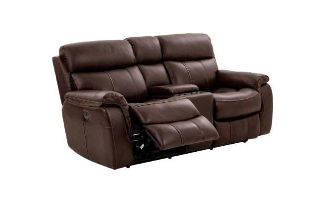 Antenor Brown Top Grain Leather Match Power Loveseat