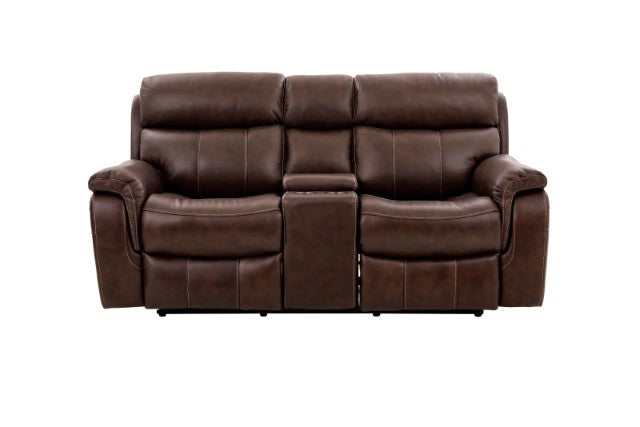 Antenor Brown Top Grain Leather Match Power Loveseat