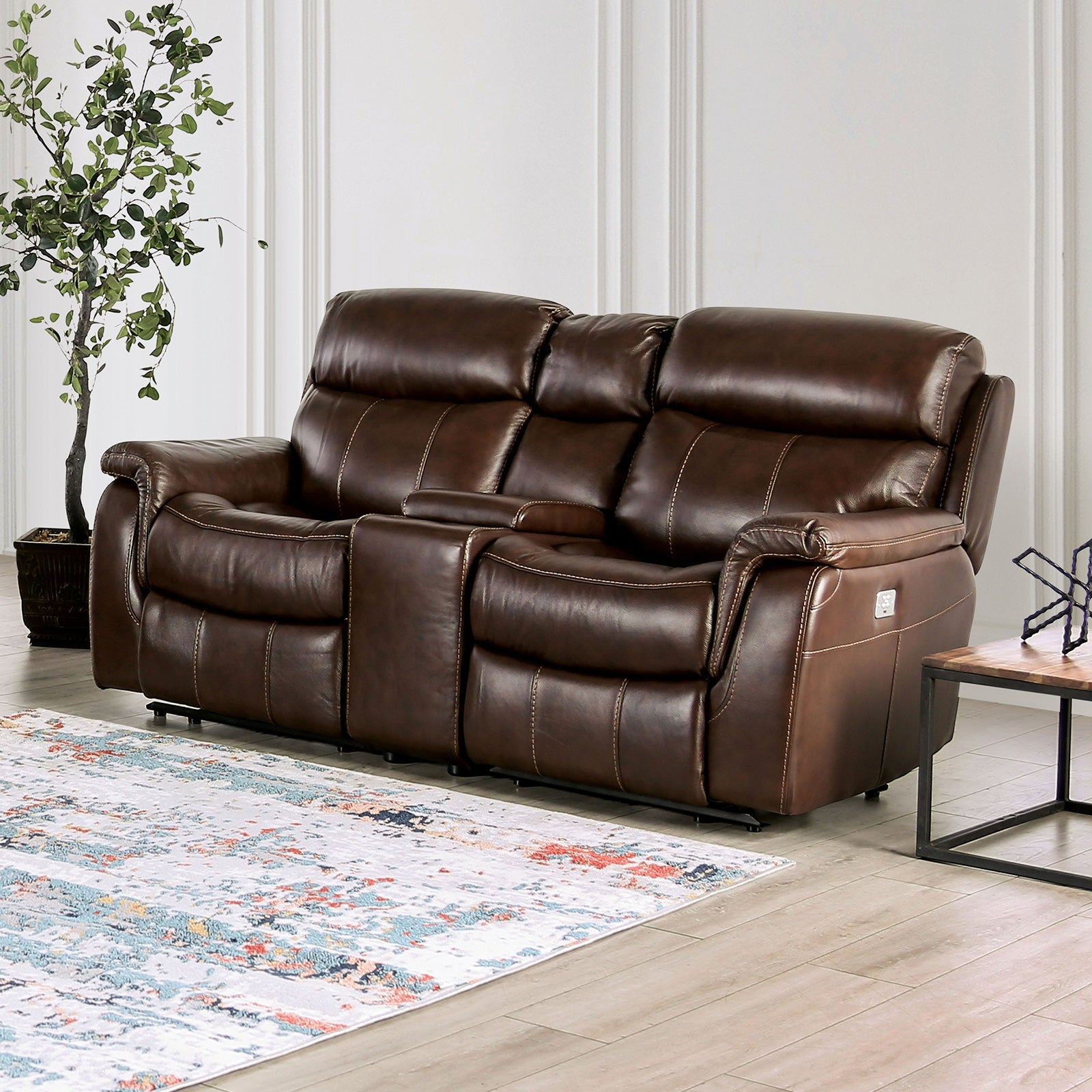Antenor Brown Top Grain Leather Match Power Reclining Sofa & Loveseat