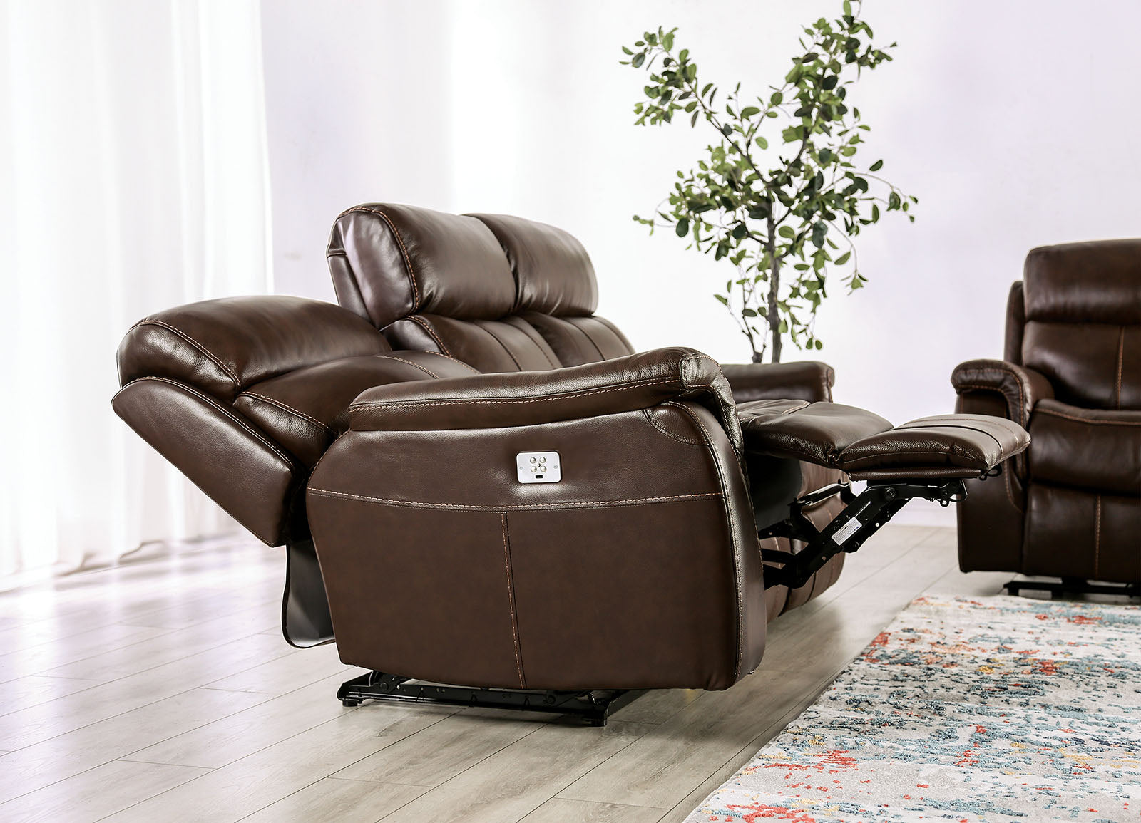 Antenor Brown Top Grain Leather Match Power Reclining Sofa & Loveseat