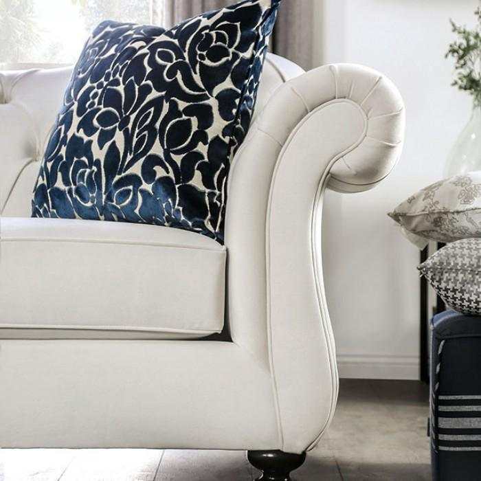 Antoinette White Velvet Stationary Sofa & Loveseat 2pc