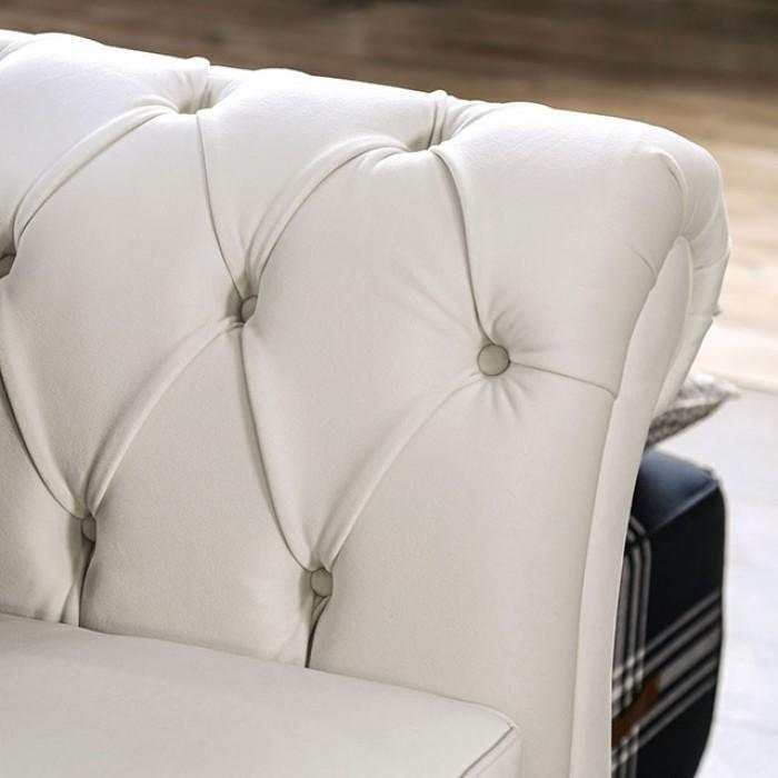 Antoinette White Velvet Stationary Sofa & Loveseat 2pc