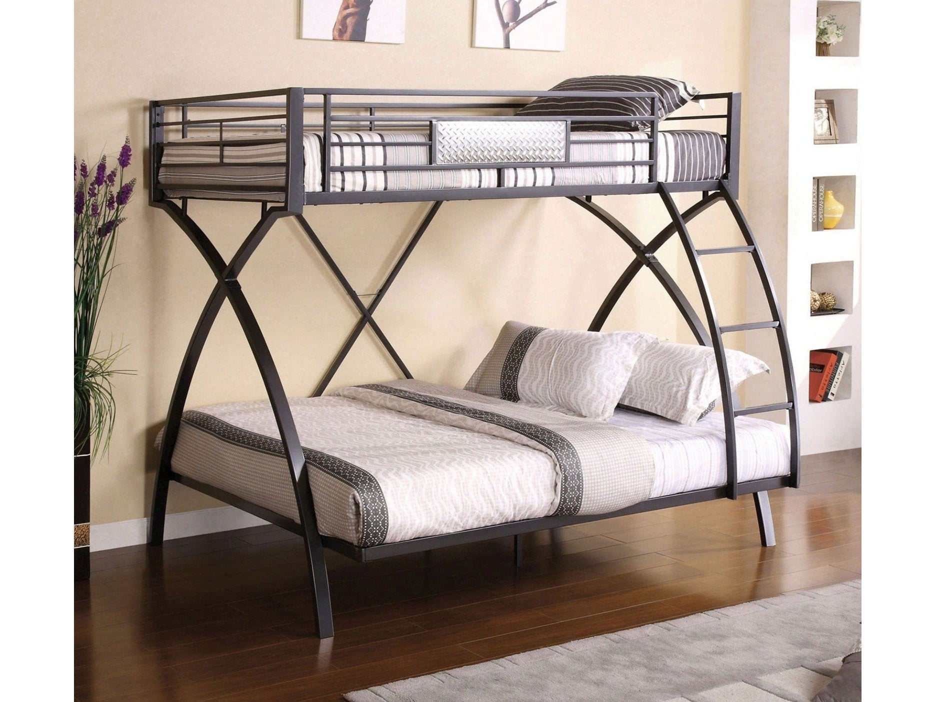 Apollo Gun Metal & Chrome Twin/Full Bunk Bed