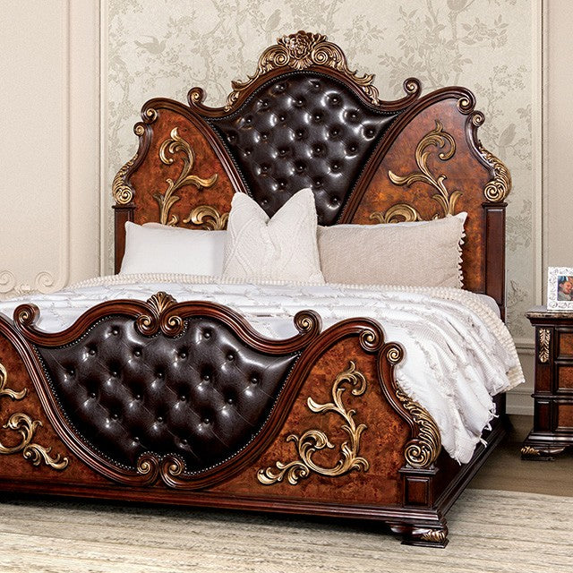 Aquilina Cherry/Oak 5 Pc. Queen Bedroom Set w/ 2NS