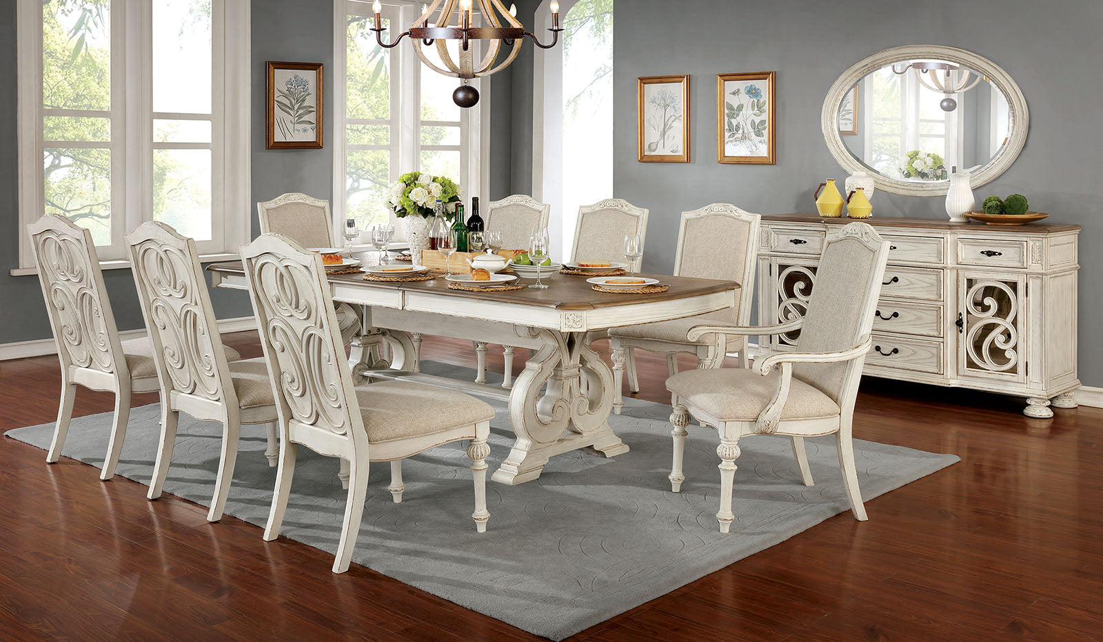 Arcadia Antique White 7 Pc. Dining Room Set