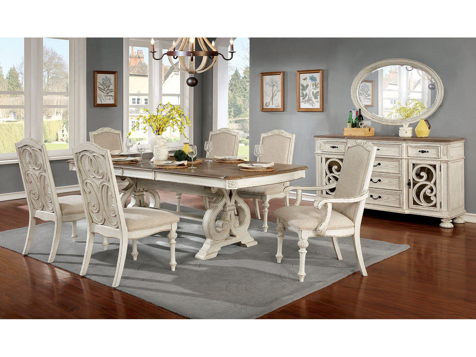 Arcadia Antique White 7 Pc. Dining Room Set