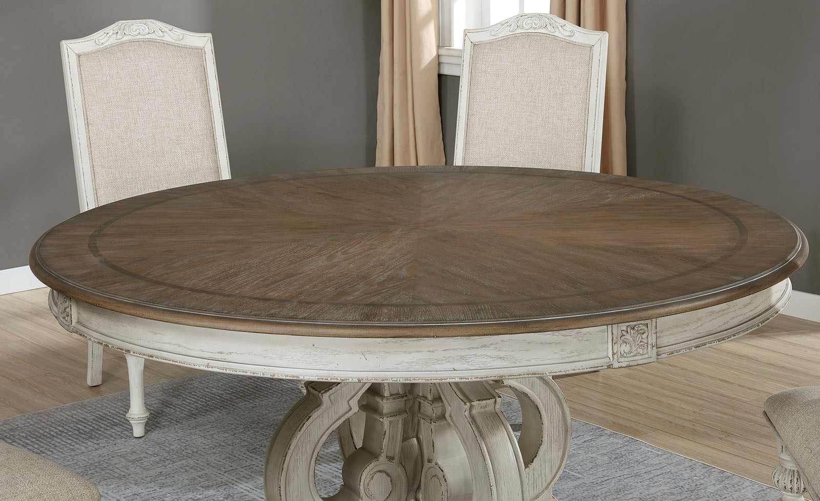 Arcadia Antique White/Ivory 5 Pc. Round Dining Room Set