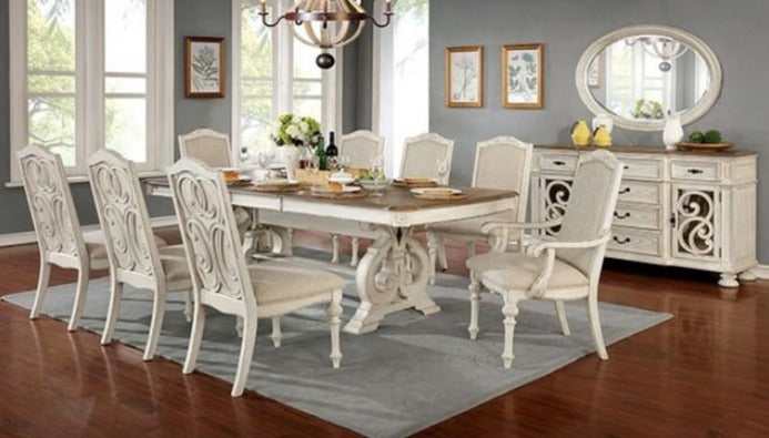 Arcadia Antique White & Ivory Arm Chair (Set of 2)