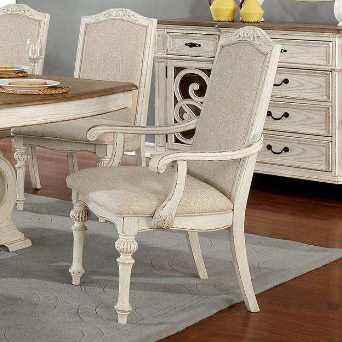 Arcadia Antique White & Ivory Arm Chair (Set of 2)