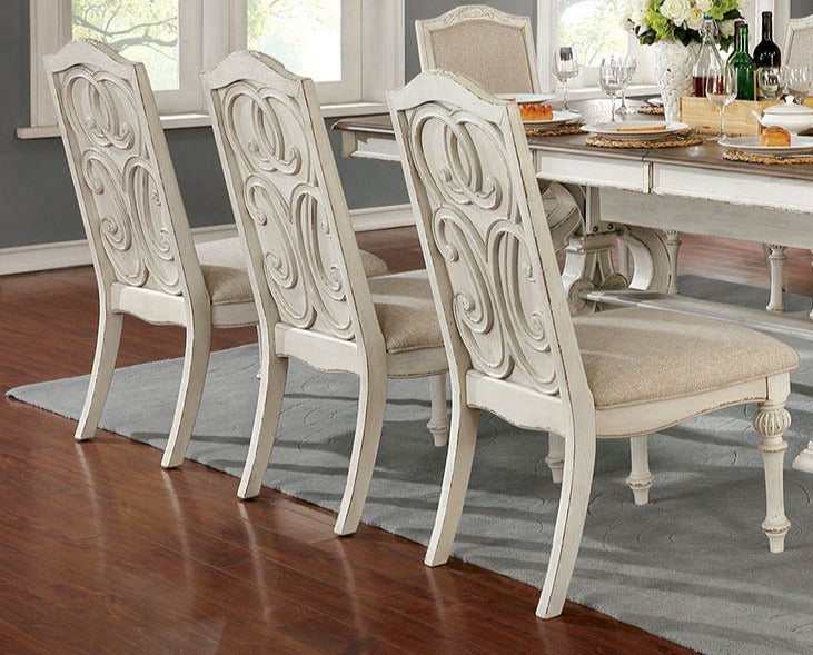 Arcadia Antique White & Ivory Side Chair (Set of 2)