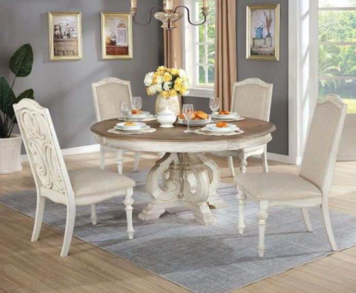 Arcadia Antique White & Ivory Side Chair (Set of 2)