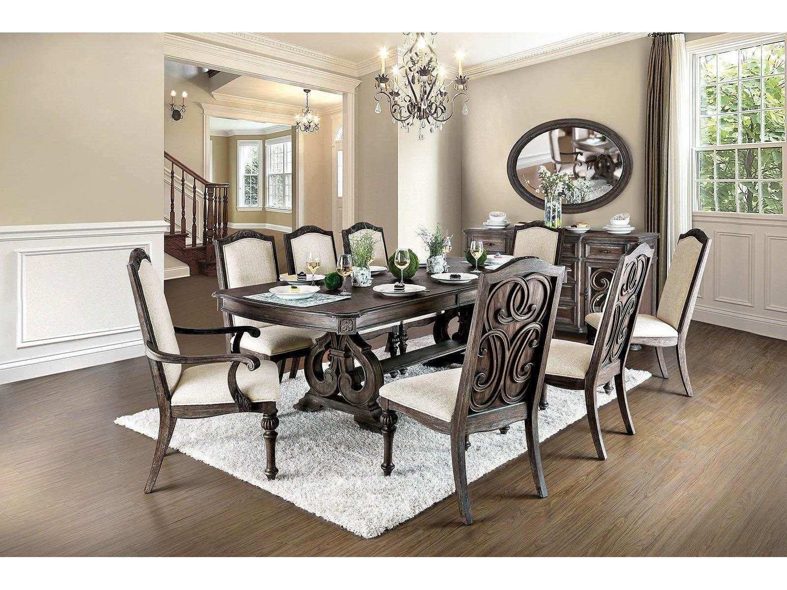 Arcadia Rustic Brown Dining Room Set / 9pc