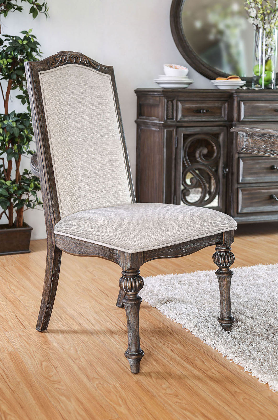 Arcadia Rustic Natural Tone/Ivory 7 Pc. Round Dining Room Set
