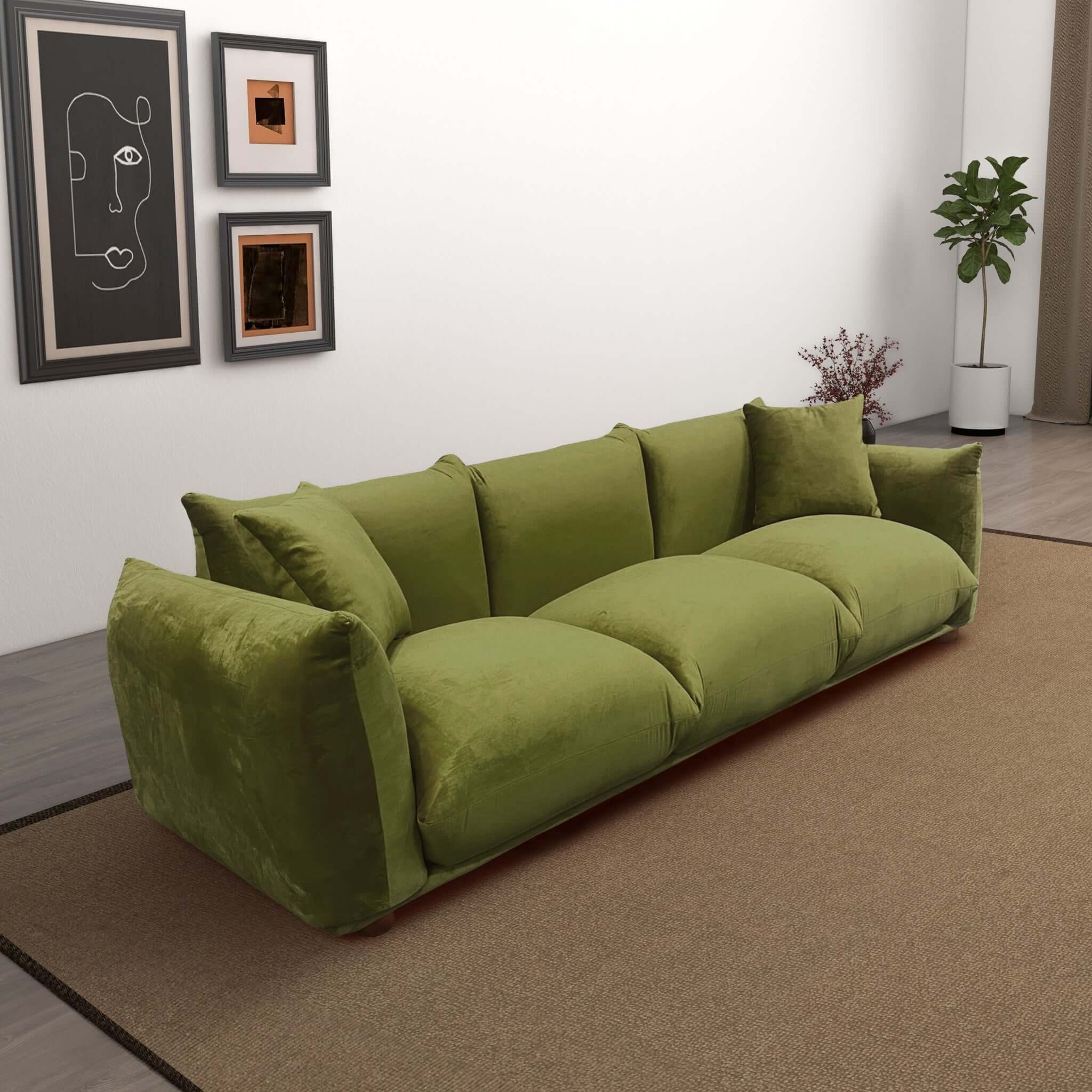 Arlo Olive Green Velvet Sofa