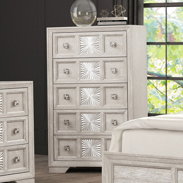 Argenthart Light Gray Queen 5 Piece Bedroom Set w/Chest