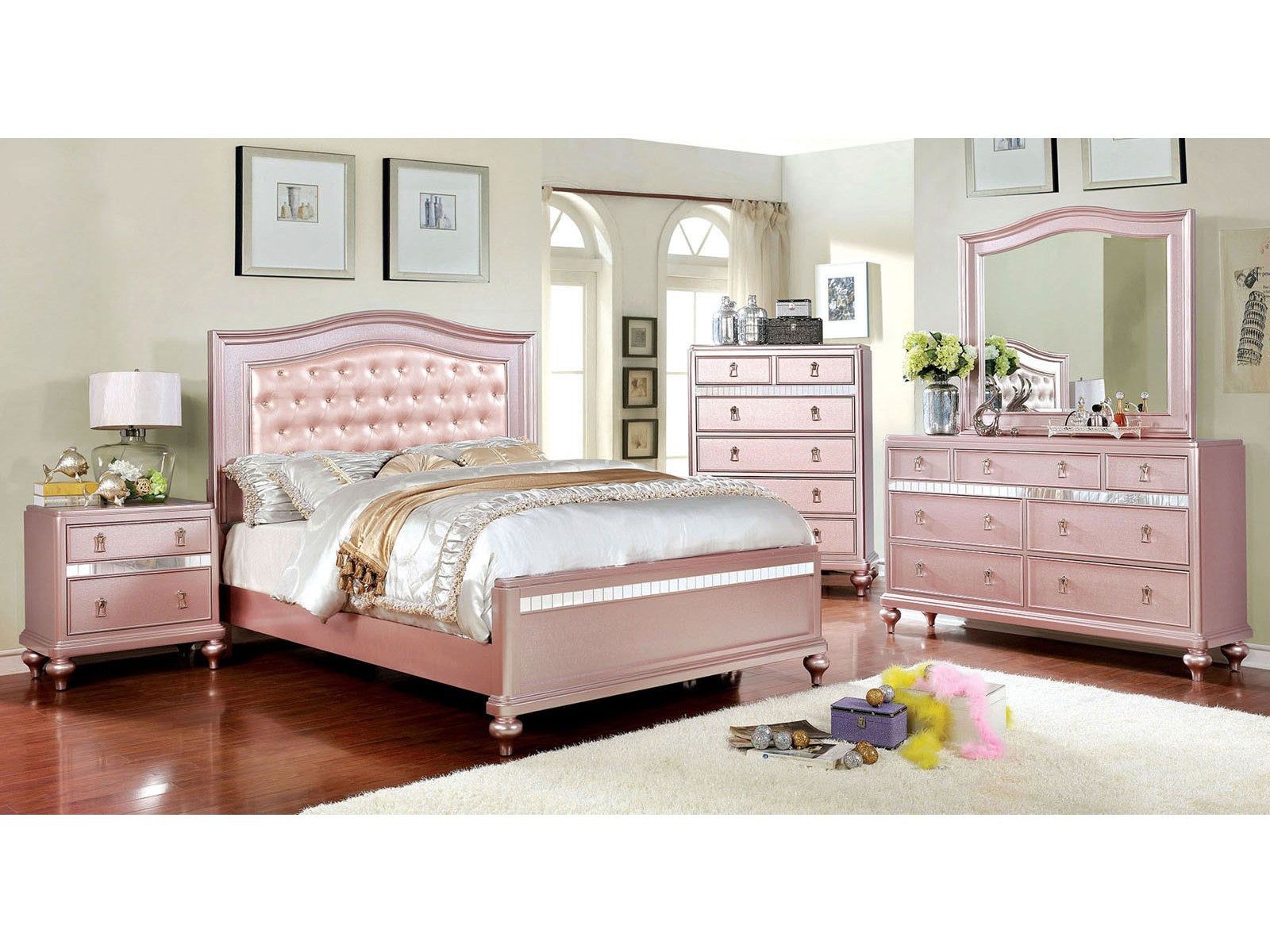 Ariston Rose Gold 4 Pc. Queen Bedroom Set