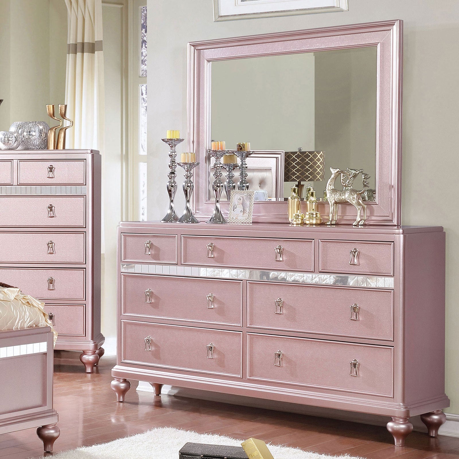 Ariston Rose Gold 4 Pc. Twin Bedroom Set