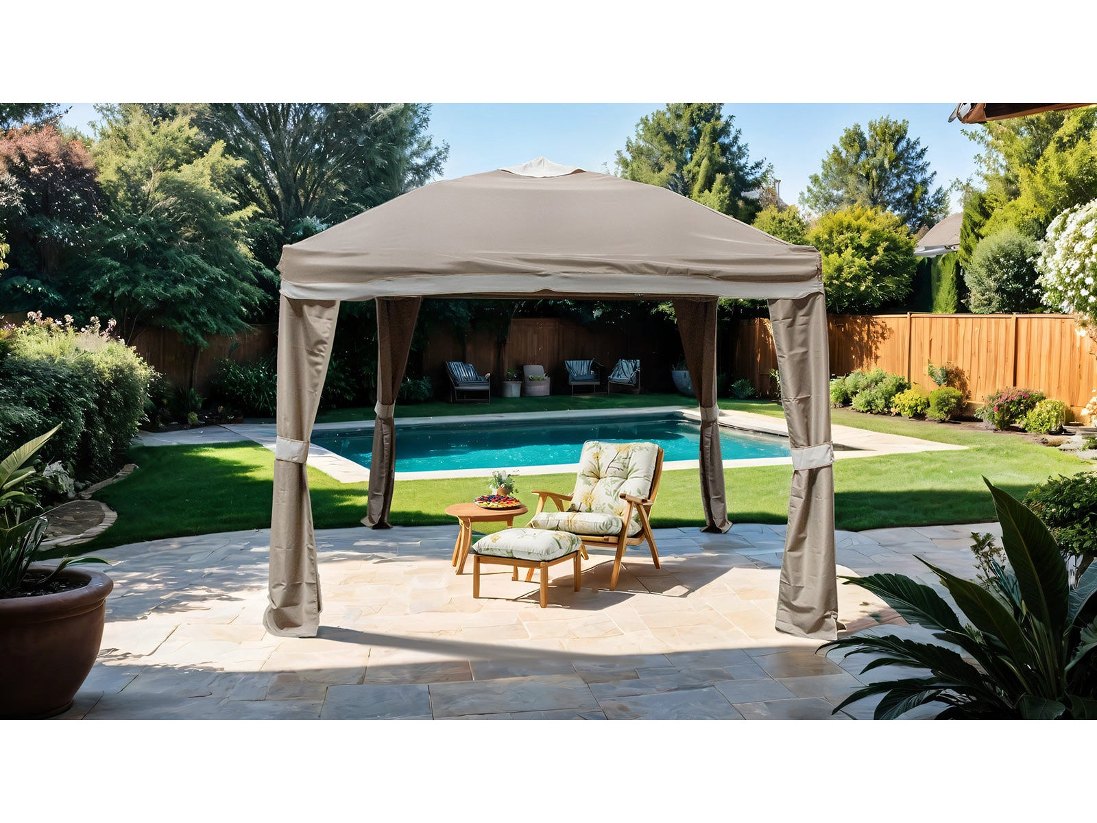 Arosa Beige Outdoor Pop-Up Canopy X 10'