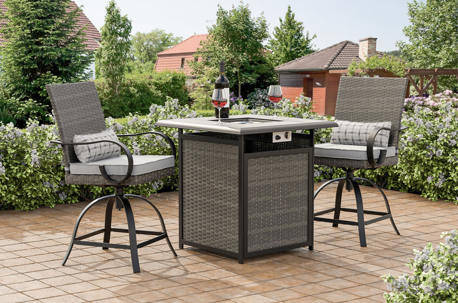 Arosa Black/Gray Outdoor Counter Height Chair