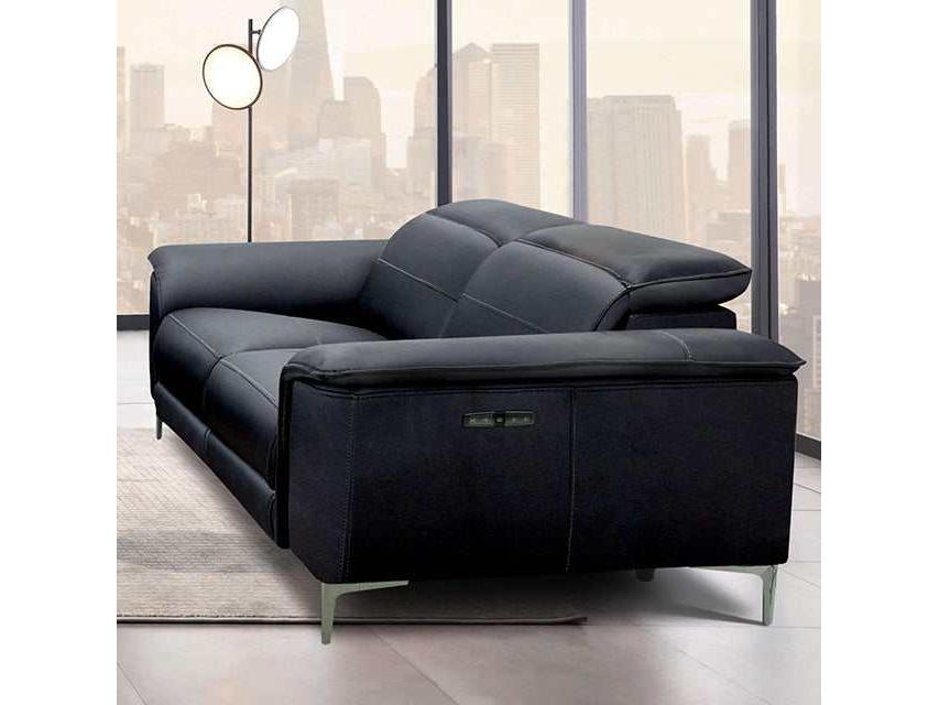 Ascona Black Leatherette Power Loveseat