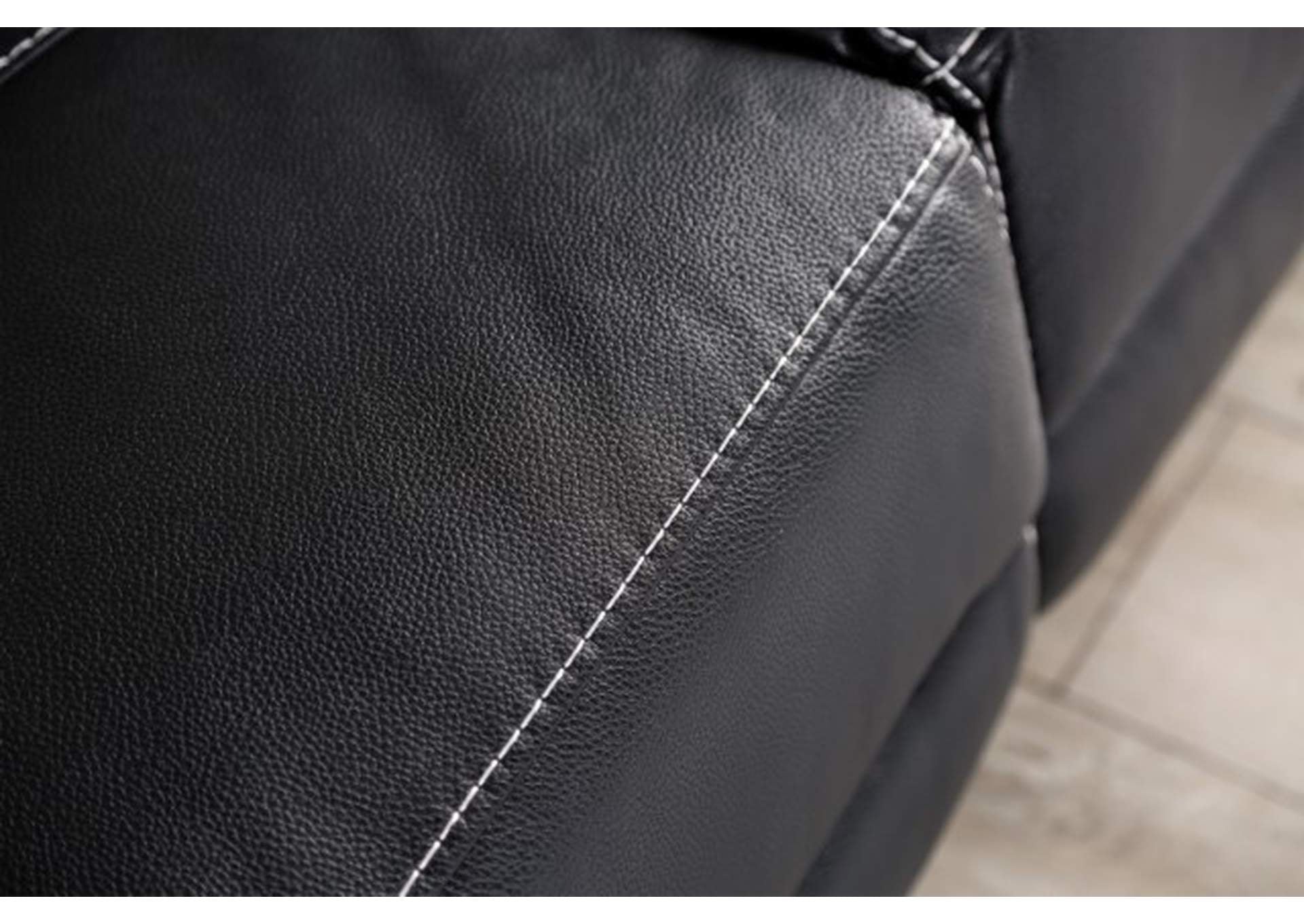 Ascona Black Leatherette Power Loveseat