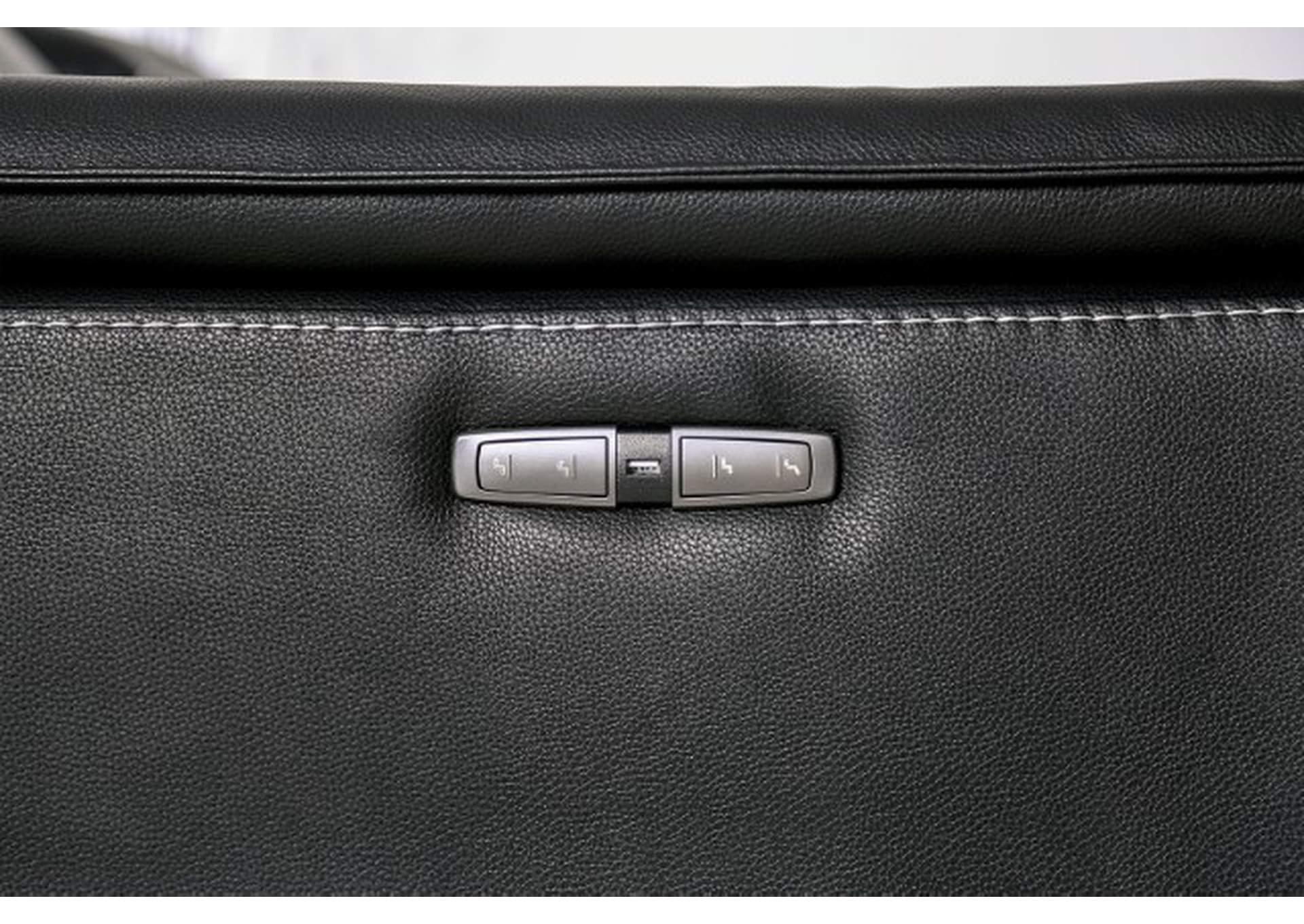 Ascona Black Leatherette Power Loveseat
