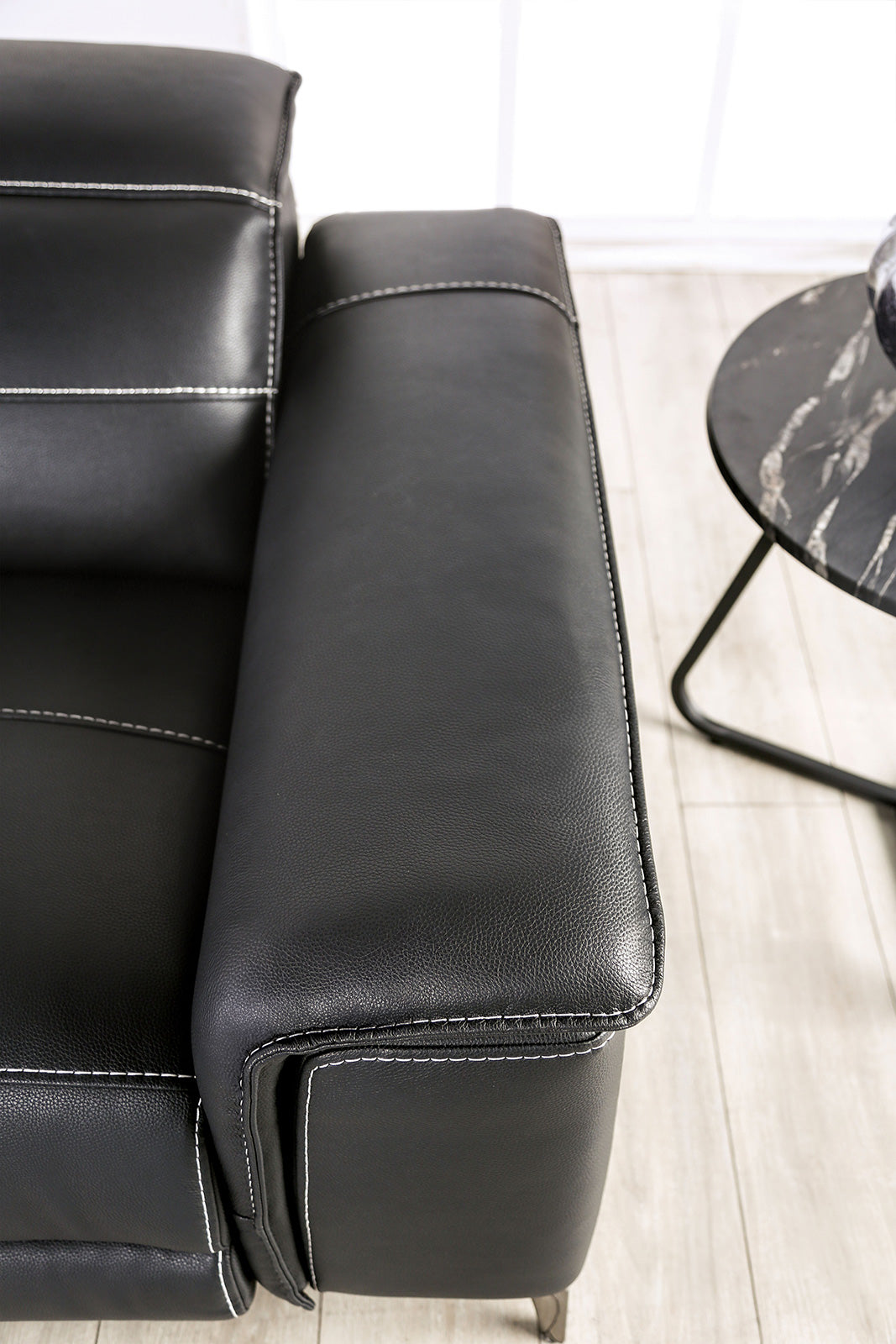 Ascona Black Leatherette Power Reclining Sofa & Loveseat