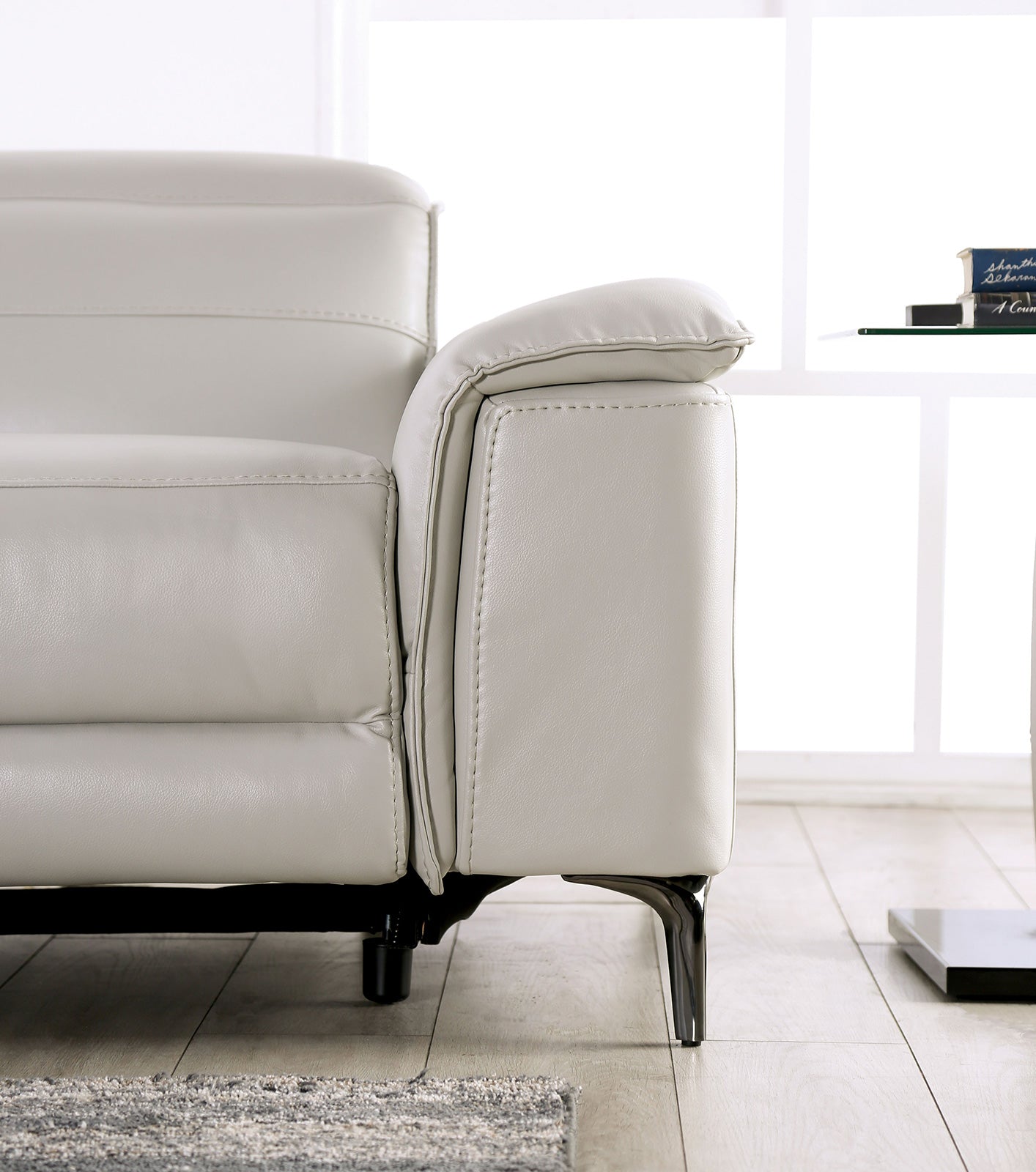 Ascona Light Taupe Leatherette Power Loveseat