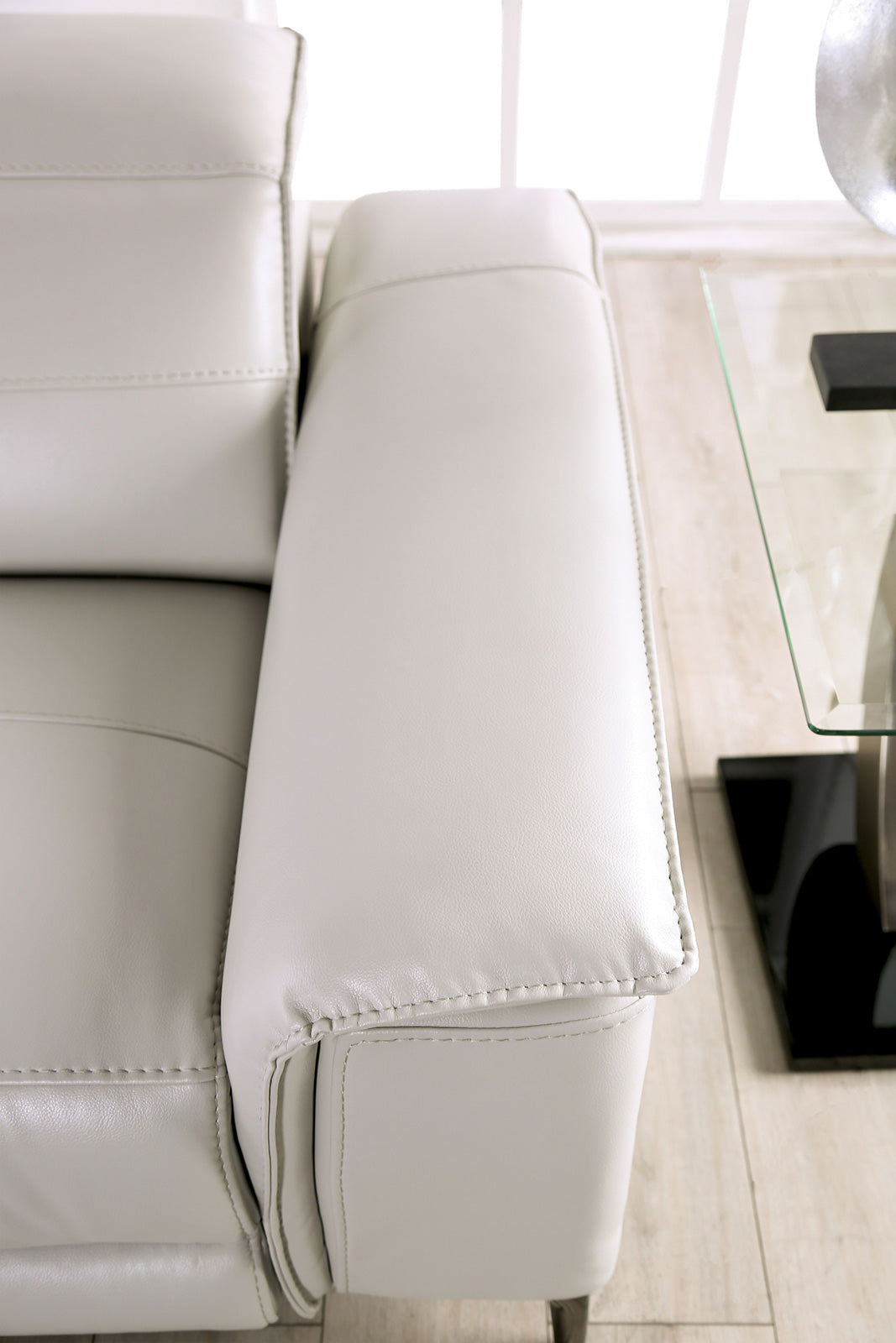 Ascona Light Taupe Leatherette Power Loveseat