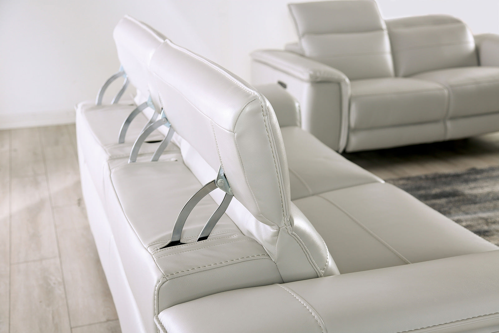 Ascona Light Taupe Leatherette Power Loveseat