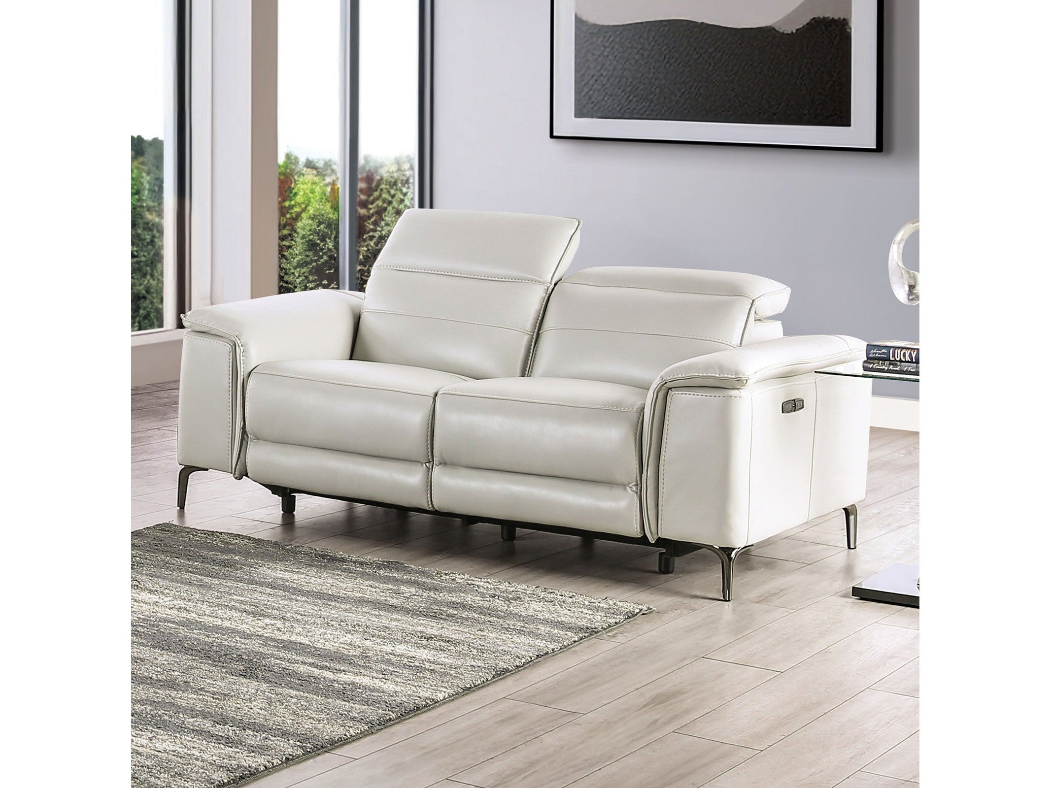 Ascona Light Taupe Leatherette Power Loveseat