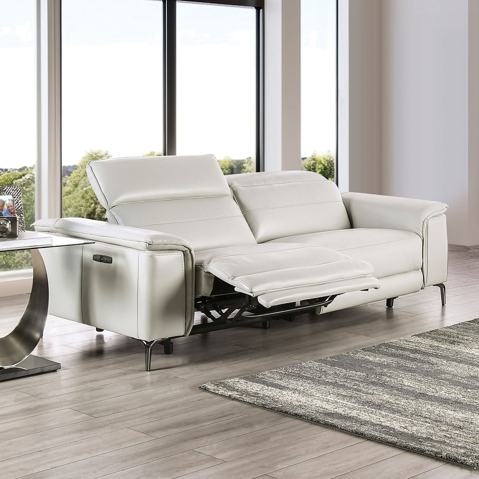 Ascona Light Taupe Leatherette Power Reclining Sofa & Loveseat