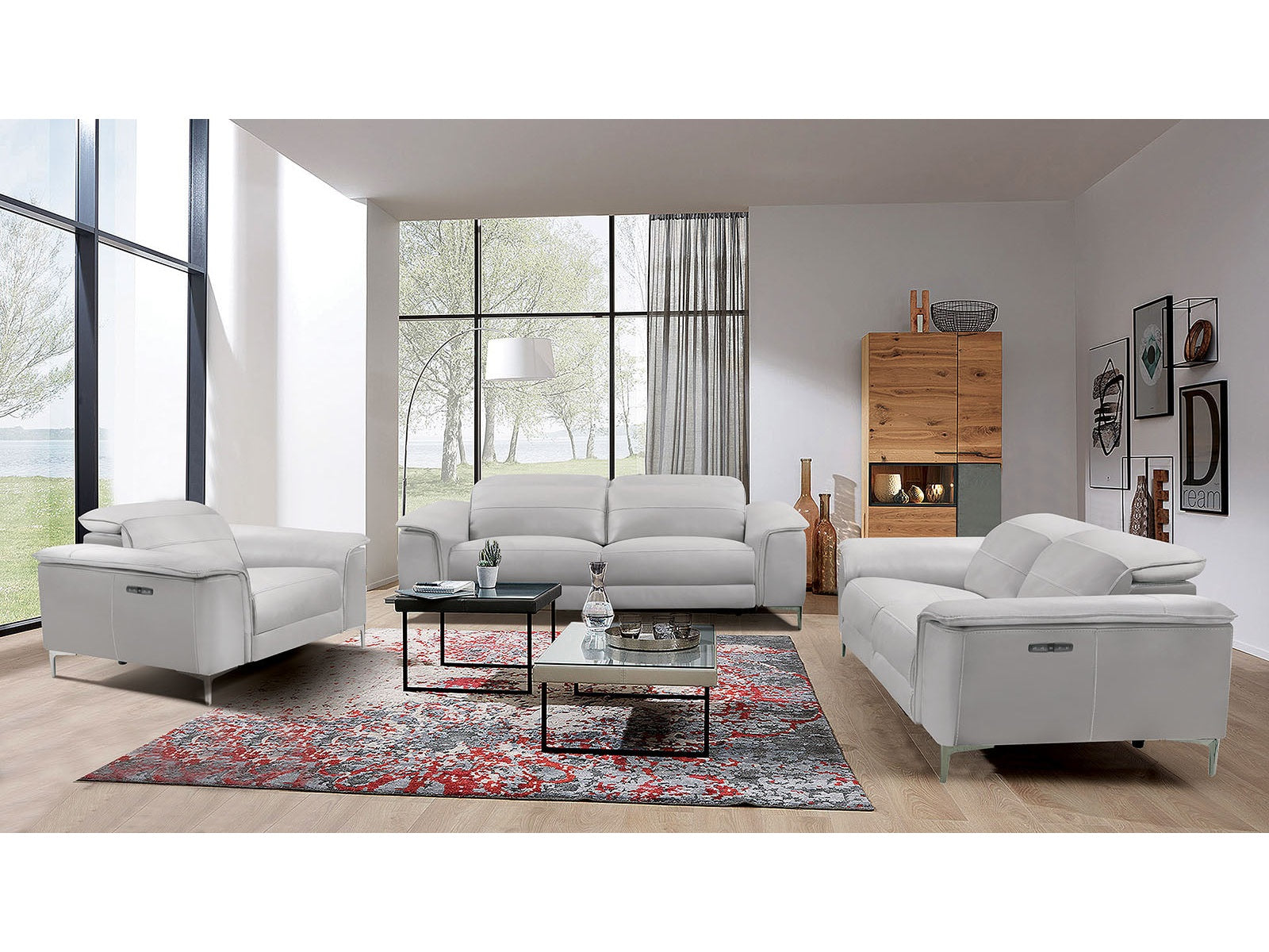 Ascona Light Taupe Leatherette Power Reclining Sofa & Loveseat