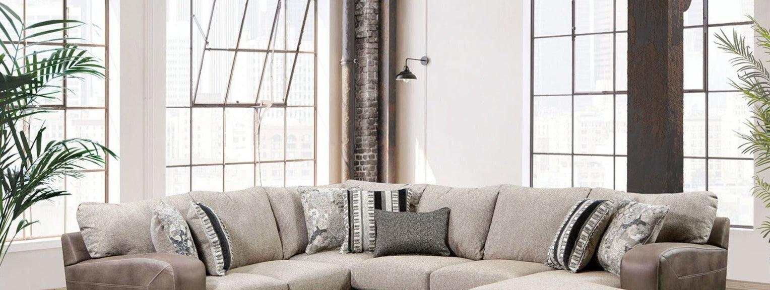 Ashenweald Light Brown L Shape Sectional Sofa