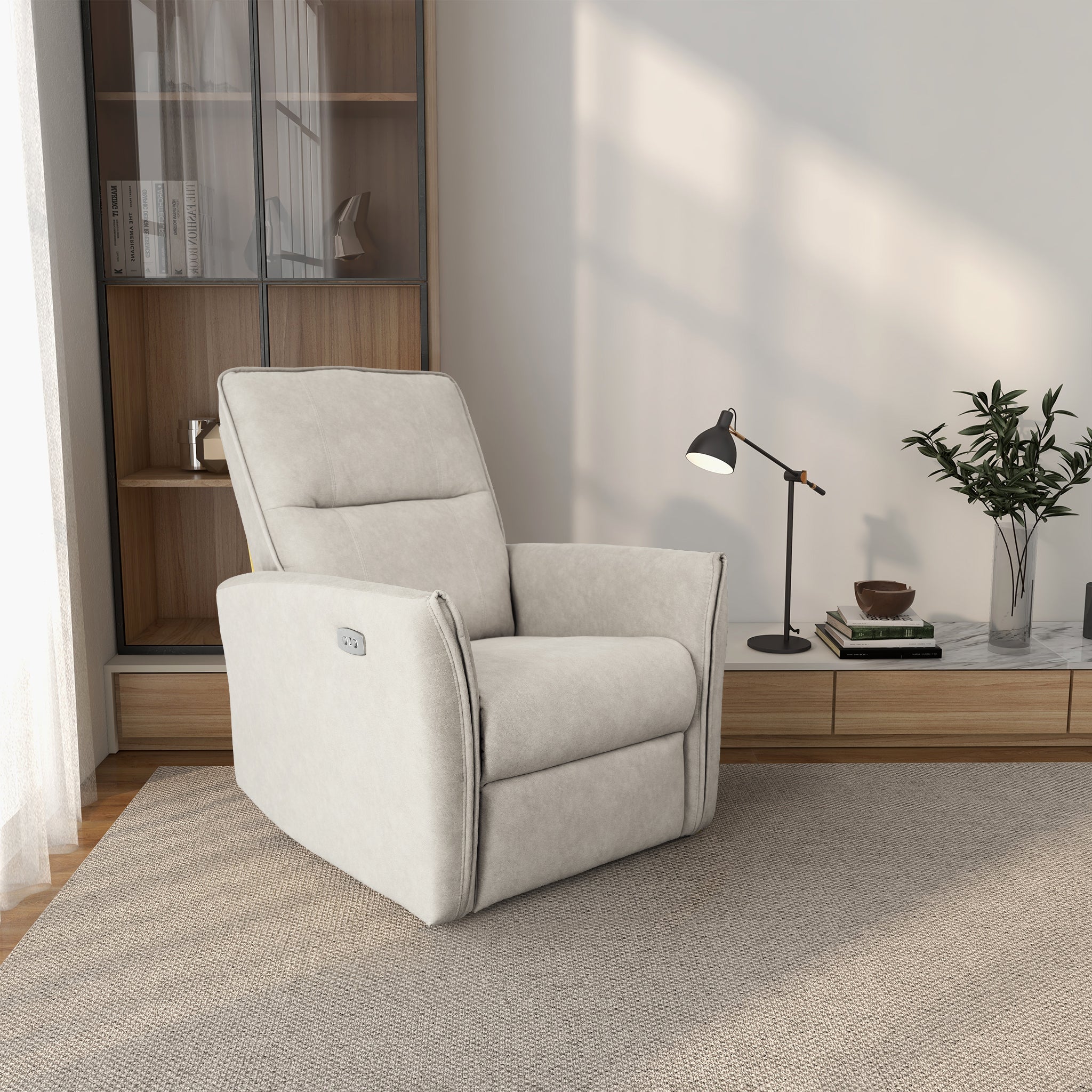 Asheville Cream Suede Recliner Chair