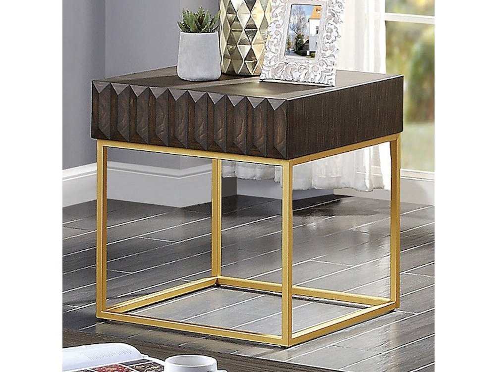 Augsburg Walnut & Gold End Table
