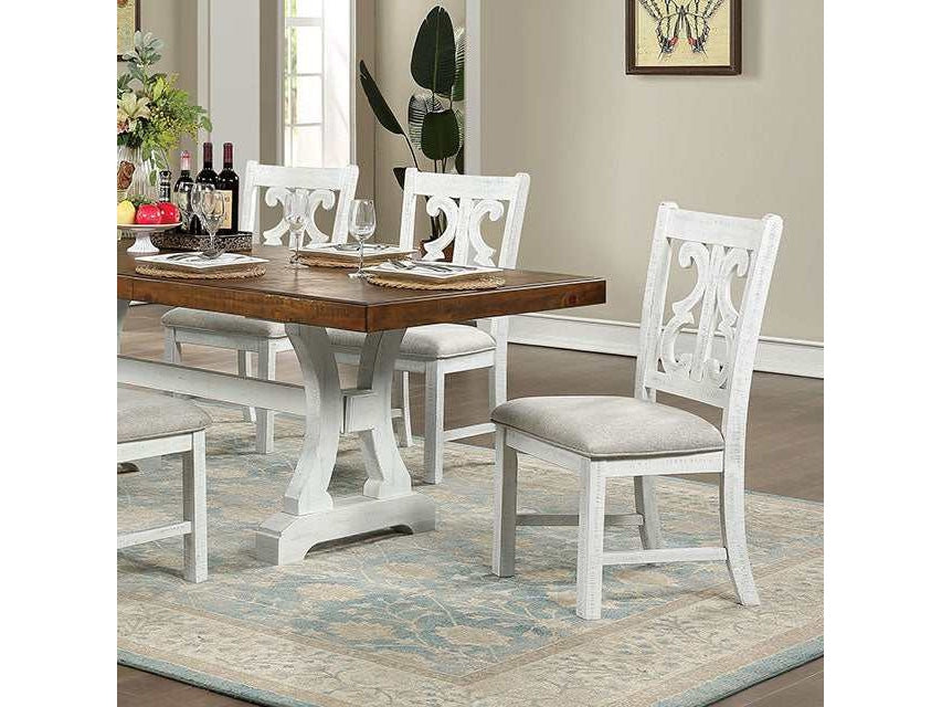 Auletta Distressed White/Distressed Dark Oak Dining Table