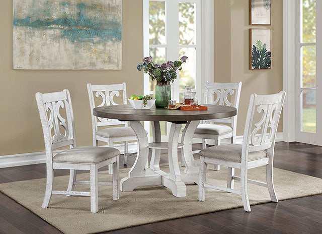 Auletta Distressed White/Gray Round Dining Table